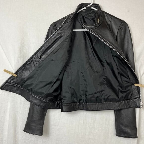 Alpinestars 100% Leather Motorcycle Jacket Womens S Side Zip Pleated Moto Black - Picture 8 of 16